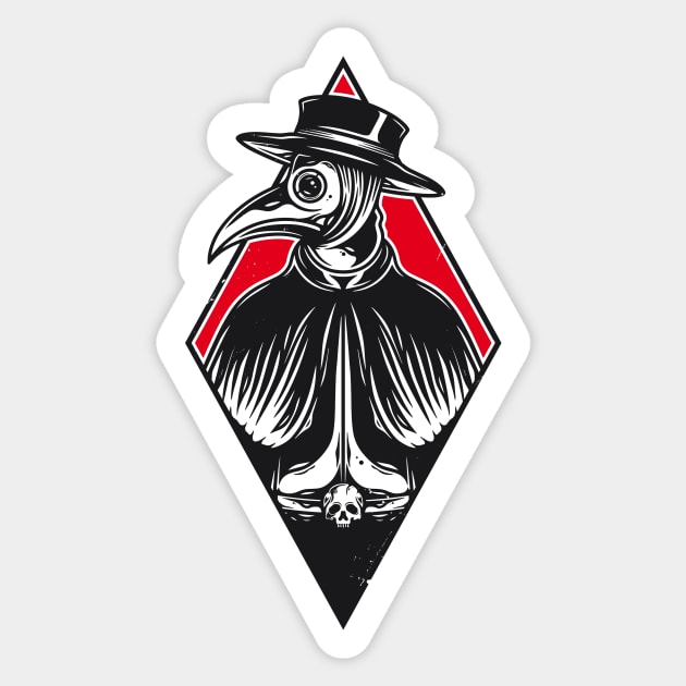 Plague Doctor Blackwork Tattoo Art Sticker by Alundrart